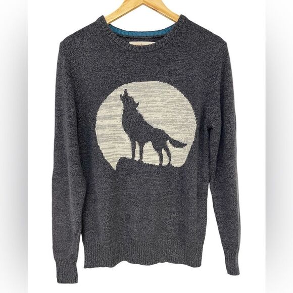 Urban Pipeline Howling at the Moon Men's Cotton Blend Crew Neck Sweater Size M - Picture 1 of 4